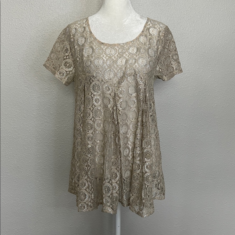Anthropologie Akemi + Kim Sheer Metallic Blouse Size Small